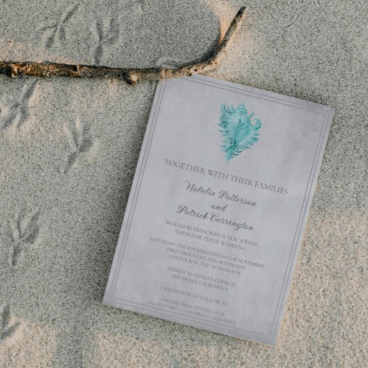 Faire-part de mariage Coque conique turquoise