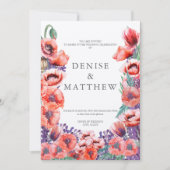 Faire-part de mariage coquelicot avec dos dahlia (Devant)