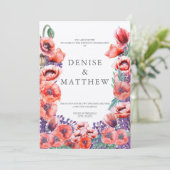 Faire-part de mariage coquelicot avec dos dahlia (Debout devant)