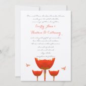 Faire-part de mariage Coquelicots orange et bourdo (Devant)