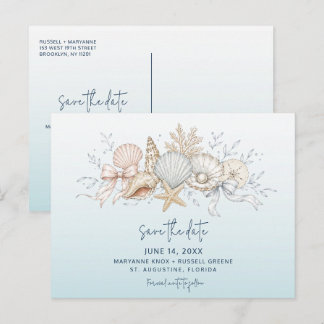 Faire-part de mariage Coquette Bow & Seashell Beac