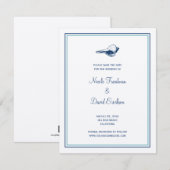 Faire-part de mariage coquillage bleu, save the da (Devant / Derrière)