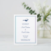 Faire-part de mariage coquillage bleu, save the da (Debout devant)