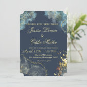 Faire-part de mariage coquillage Navy & Or (Debout devant)