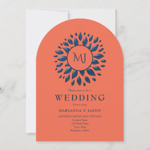 Faire-part de mariage Corail et Bleu Nuit