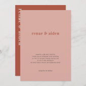 Faire-part de mariage corail, faire-part de mariag (Devant / Derrière)