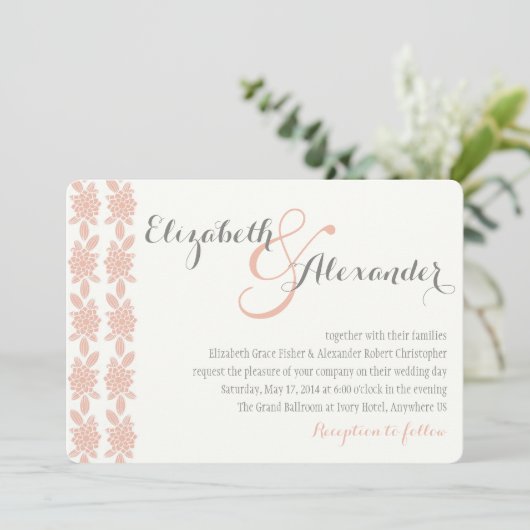 Faire-part de mariage Corail Simplement Élégant (Debout devant)