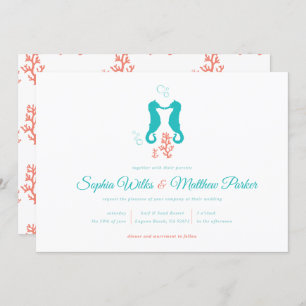 Faire-part de mariage corallien turquoise