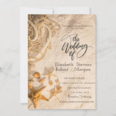 Faire-part de mariage corde coquillages sable (Devant)