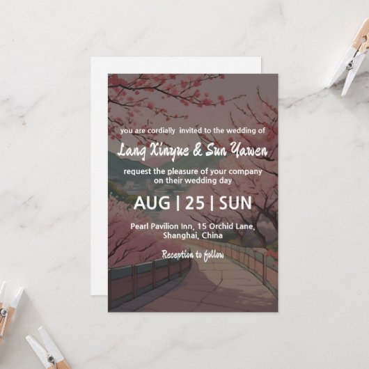 faire-part de mariage coréen (Devant/Arrière en situation)