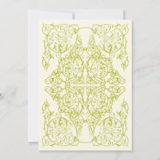 Faire-part de mariage Corner Flourish (Chartreuse) (Devant)