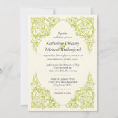 Faire-part de mariage Corner Flourish (Chartreuse) (Dos)