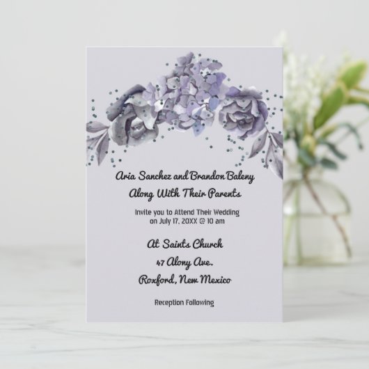 Faire-part de mariage correspondant Ardoise BleueI (Debout devant)