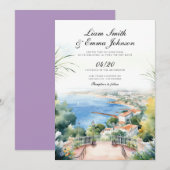 Faire-part de mariage Cote d'Azur France (Devant / Derrière)