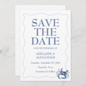 Faire-part de mariage Côtier Bleu (Devant / Derrière)