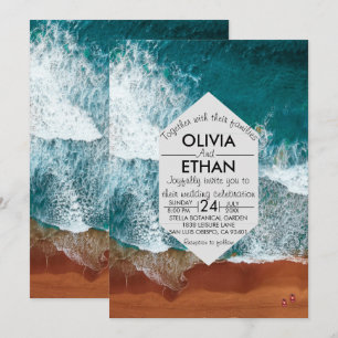 Faire-part de mariage côtière bleu marine classiqu