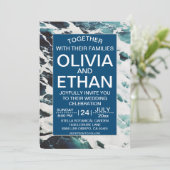 Faire-part de mariage côtière bleu marine classiqu (Debout devant)