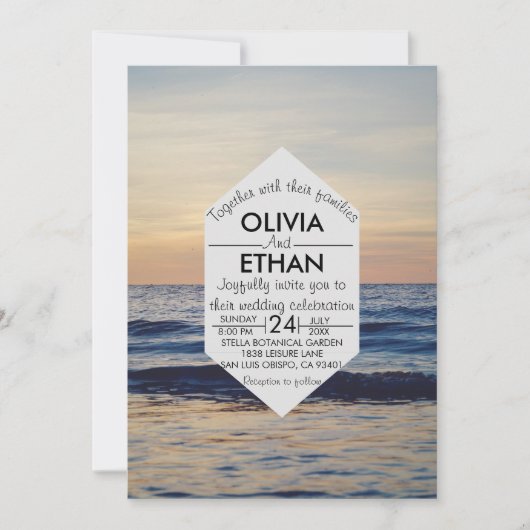 Faire-part de mariage côtière de la plage (Devant)