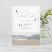 Faire-part de mariage côtière marine (Debout devant)