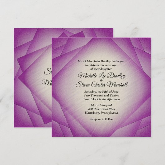 Faire-part de mariage Couches Violettes (Devant / Derrière)