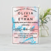 Faire-part de mariage couleur abstraite aquarelle (Debout devant)