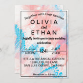 Faire-part de mariage couleur abstraite aquarelle (Devant / Derrière)