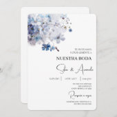 Faire-part de mariage couleur bleu (Devant / Derrière)