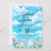 Faire-part de mariage couleur eau simple (Devant)