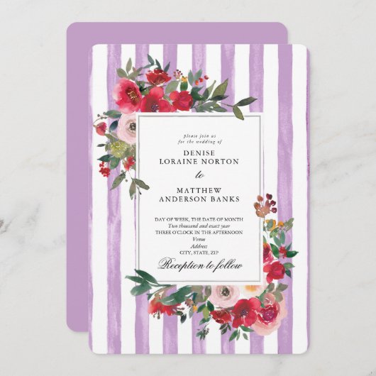 Faire-part de mariage couleur Lavande numérique (Devant / Derrière)