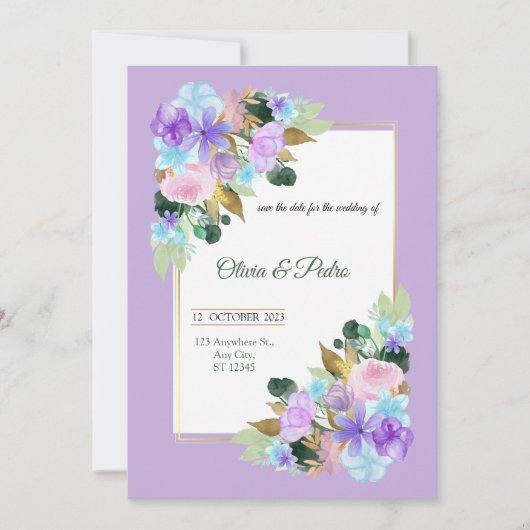 faire-part de mariage couleur lavander (Devant)