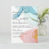 Faire-part de mariage couleur or rose (Debout devant)