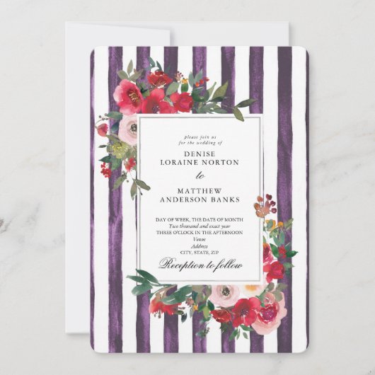 Faire-part de mariage couleur parfaite de prune (Devant)