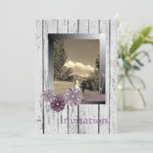 Faire-part de mariage country Daisy en bois de gra (Debout devant)