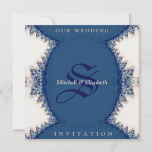 Faire-part de mariage Country-Folk bleu foncé + cr