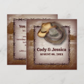Faire-Part de Mariage Country Rustique Cowboy Occi (Devant / Derrière)