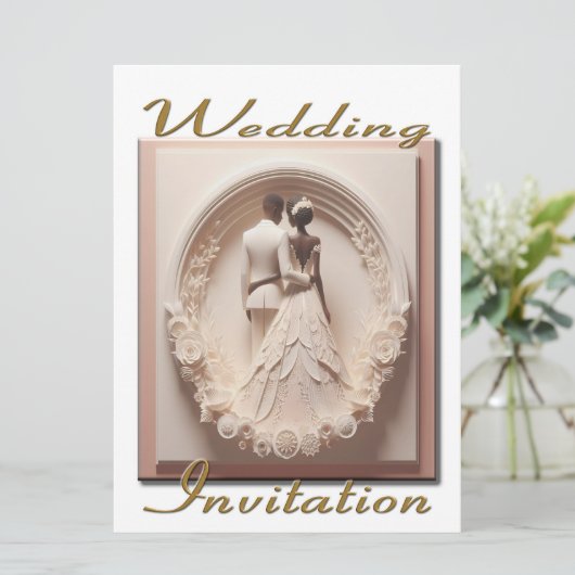 Faire-part de mariage Couple dans un cercle de fle (Debout devant)