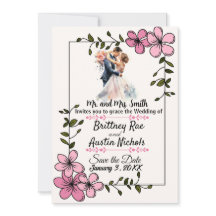 Faire-Part de Mariage Couple Élégant Floral