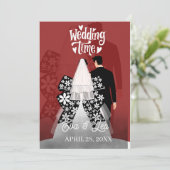 Faire-Part de Mariage Couple Illustré Moderne (Debout devant)