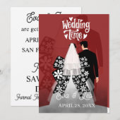 Faire-Part de Mariage Couple Illustré Moderne (Devant / Derrière)