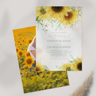 Faire-part de mariage Couple Prairie Tournesol