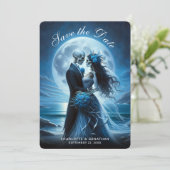 Faire-part de mariage couple squelette bleu gothiq (Debout devant)