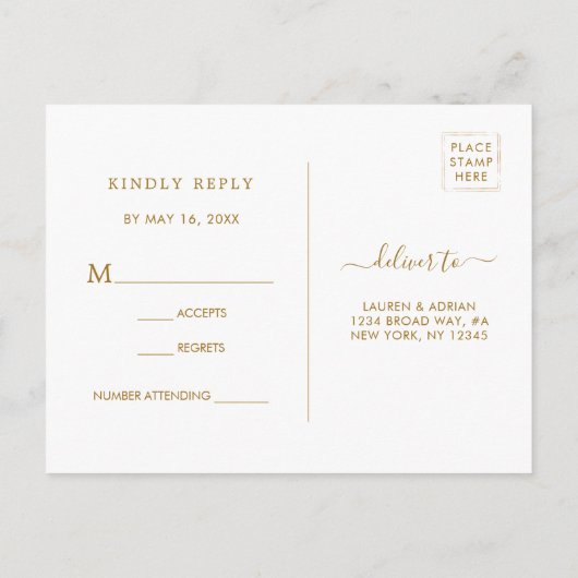 Faire-part de mariage Couronne Cercle Or Botanique (Dos)