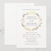 Faire-part de mariage Couronne de feuilles d'olive (Devant / Derrière)