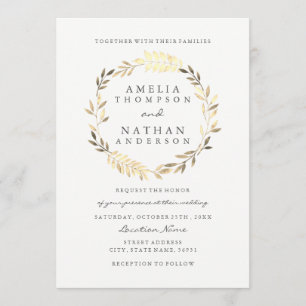 Faire-part de mariage Couronne de feuilles d'olive