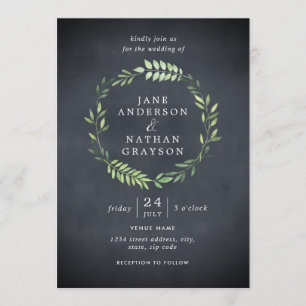 Faire-part de mariage Couronne de feuilles sur tab