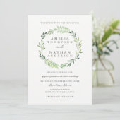 Faire-part de mariage Couronne de feuilles vertes  (Debout devant)