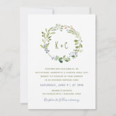 Faire-part de mariage Couronne de verdure - Bleu p (Devant)