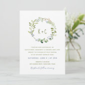 Faire-part de mariage Couronne de verdure - Bleu p (Debout devant)
