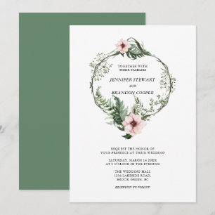 Faire-part de mariage Couronne Florale Aquarelle V