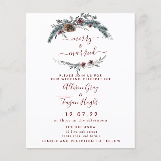 Faire-Part de Mariage Couronne Florale | Flyer à p (Devant)